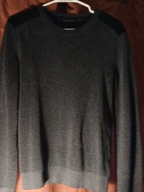 Banana Republic Men's Charcoal Crewneck Sweater with Shoulder Panels